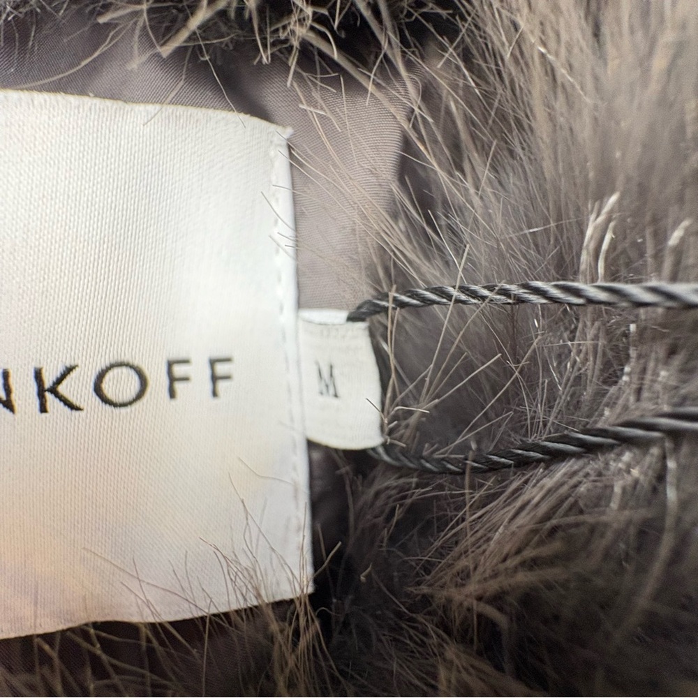 Rebecca Minkoff Gray Collar Faux Fur Jacket Gold Zip Cropped At Waist Silk Inner - Picture 6 of 15